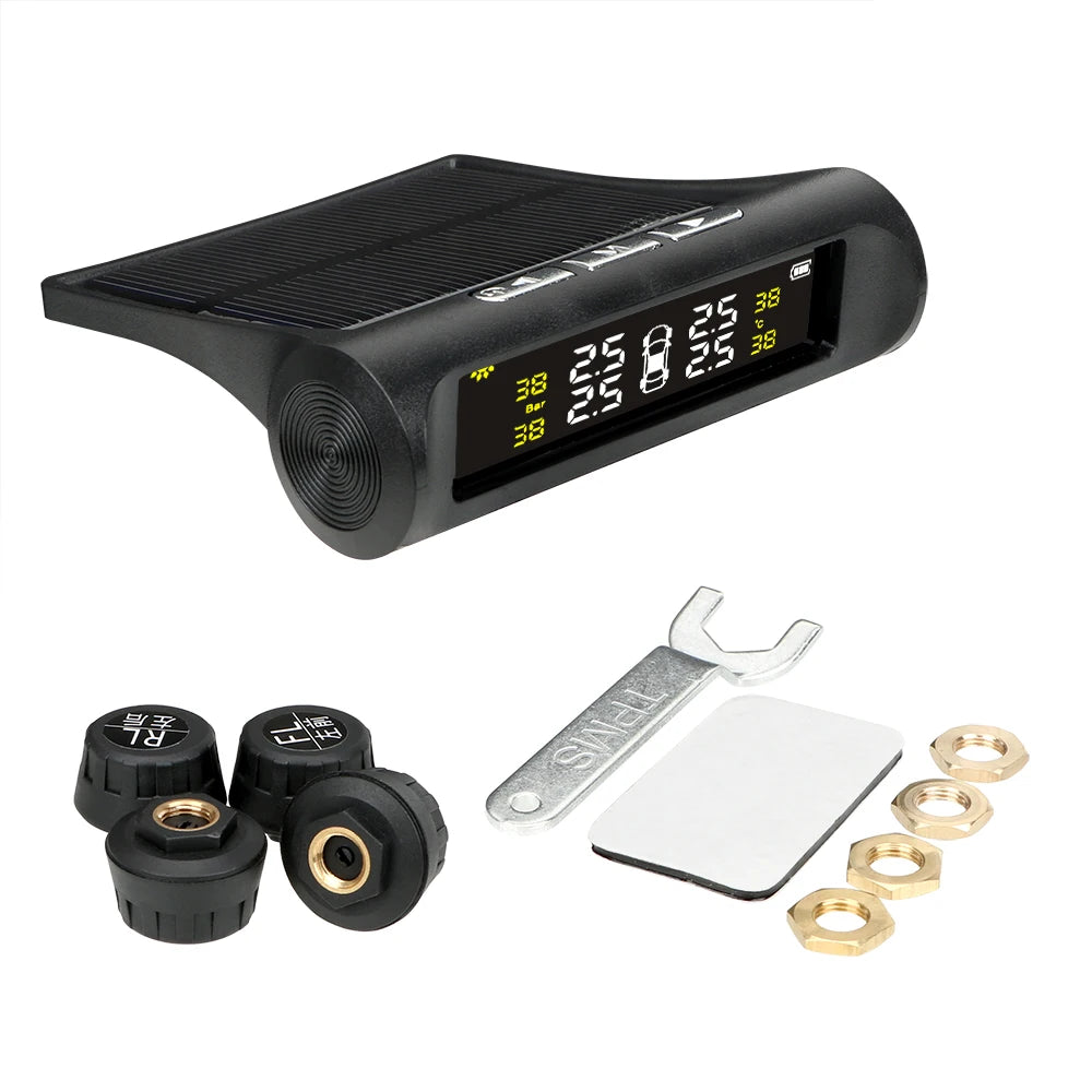 Solar Powered TPMS Tire Pressure Monitoring System with Smart Display