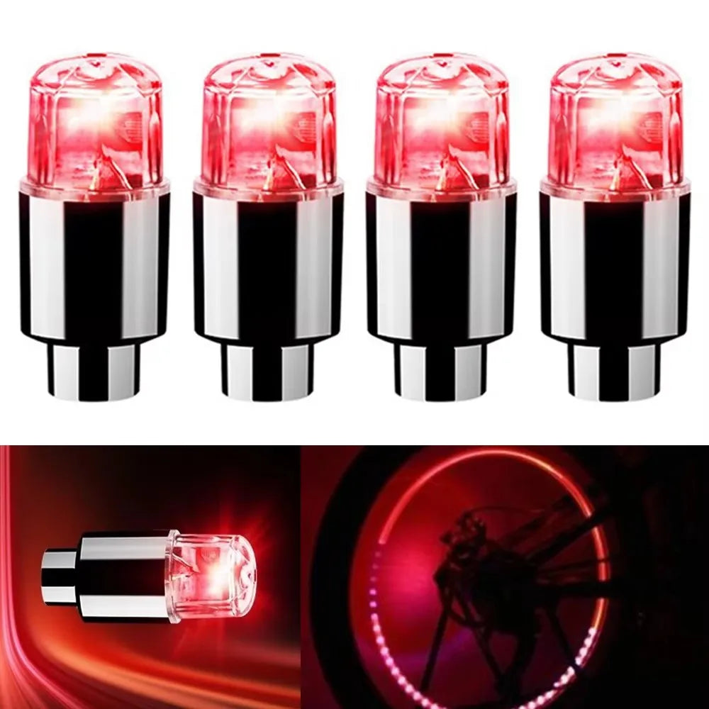 4 Tire Valve Cap Lights Colorful LED Wheel Light For Car Air Valve Caps Neon Light For Motorcycles Bicycles Auto Exterior