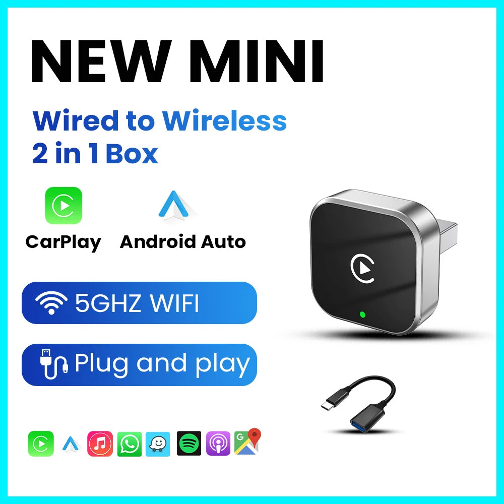 Wireless CarPlay & Android Auto Adapter – Convert Wired to Wireless Instantly