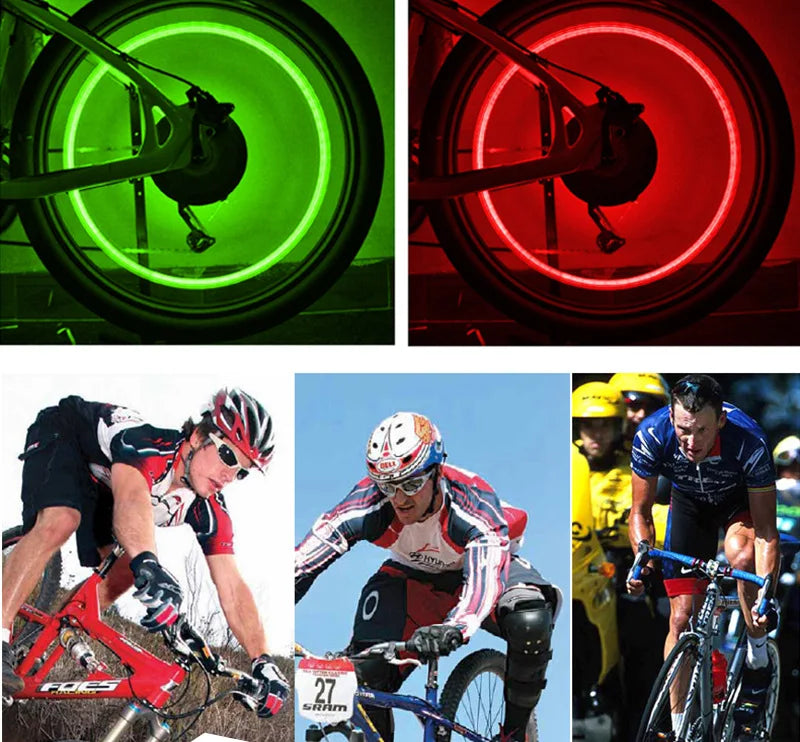 Bicycle LED Tire Valve Lights (2 PCS) – Waterproof Motion Activated Wheel Lights