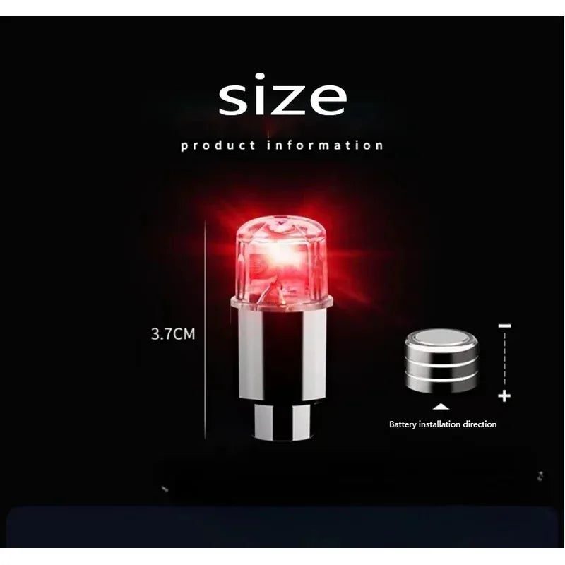 4 Tire Valve Cap Lights Colorful LED Wheel Light For Car Air Valve Caps Neon Light For Motorcycles Bicycles Auto Exterior
