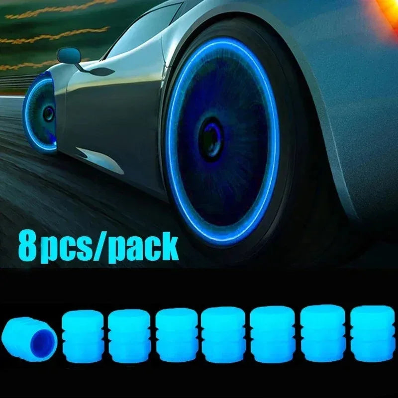 Luminous Valve Caps Fluorescent Night Glowing Car Motorcycle Bicycle Bike Wheel Tyre Hub Luminous Valve Stem Caps Decors