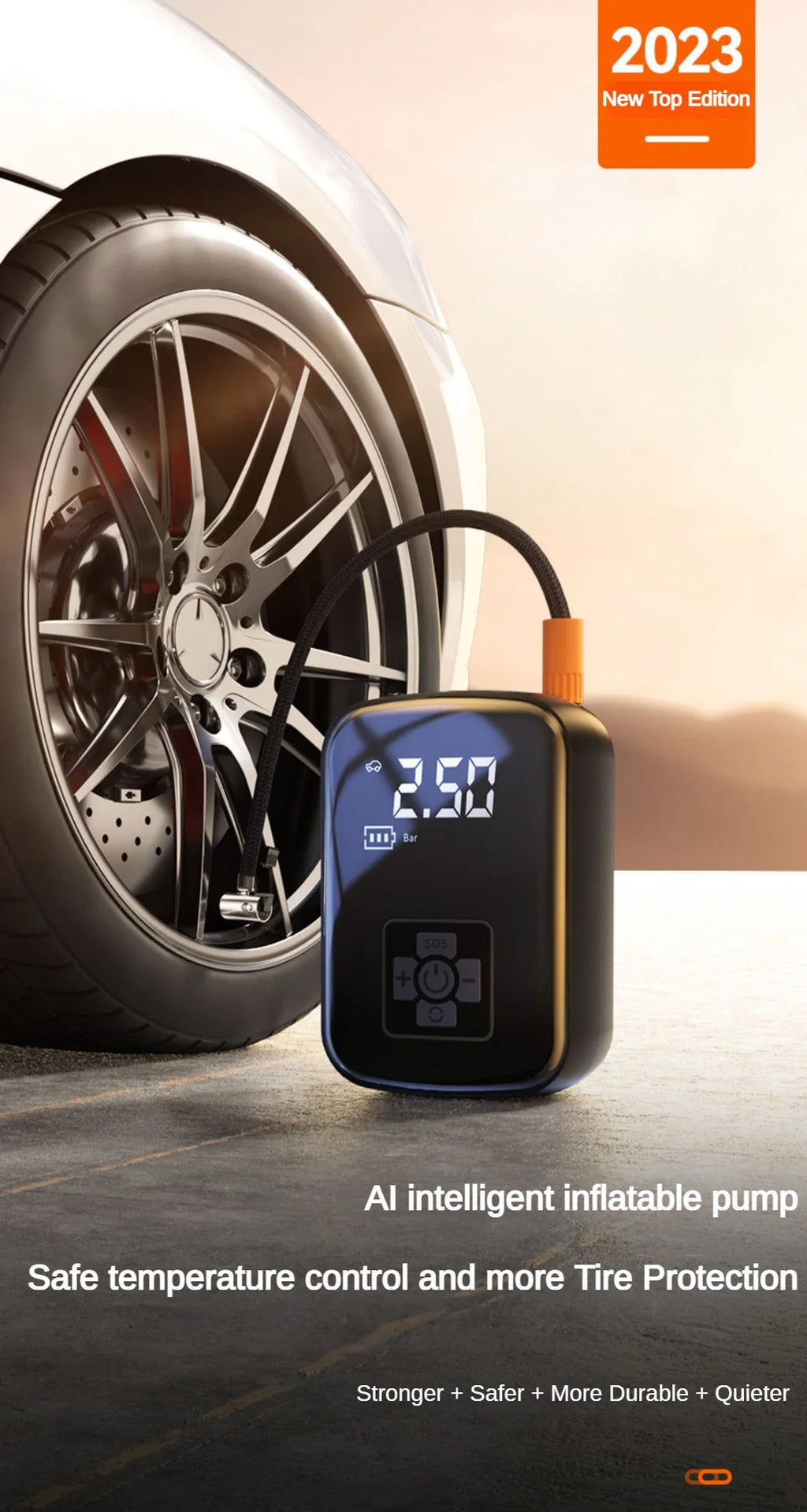 12V Portable Tire Inflator – Fast Air Compressor for Car & Bike