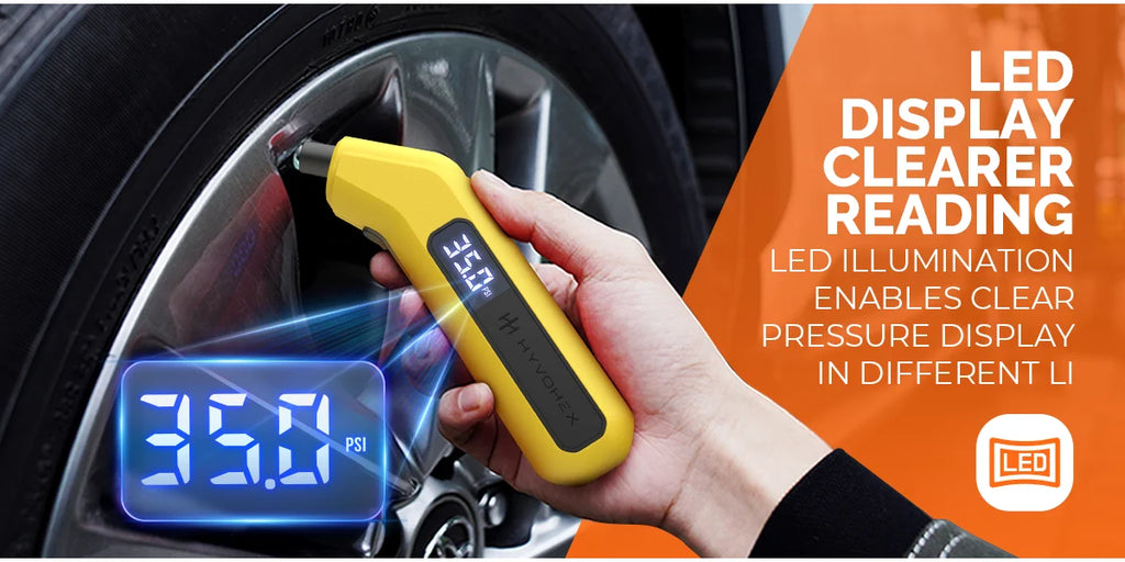 T200 Digital Tire Pressure Gauge 200 PSI with Visual LED Display