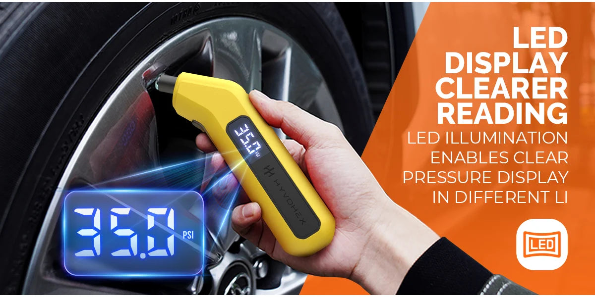 T200 Digital Tire Pressure Gauge 200 PSI with Visual LED Display