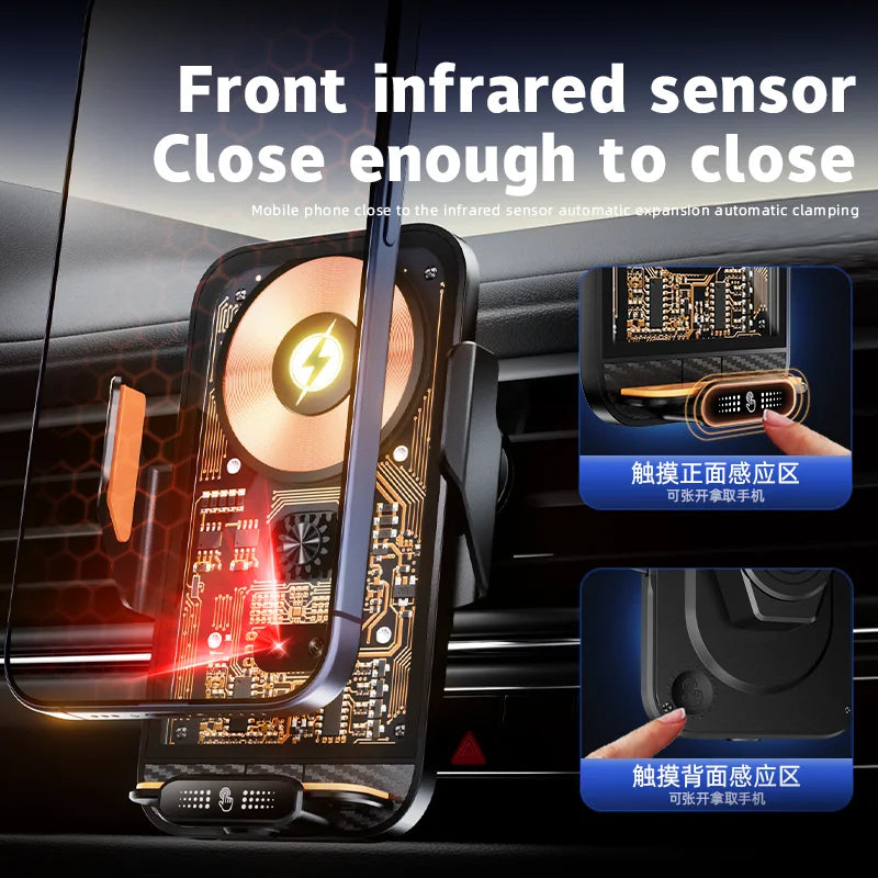 Car Phone Holder Wireless Charger Mobile Phone Holder Intelligent Infrared Air Vent Clip for iPhone Samsung Xiaomi Universal