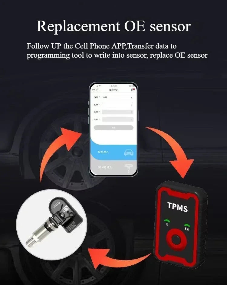 Programmable 2-in-1 TPMS Sensor (433MHz + 315MHz).