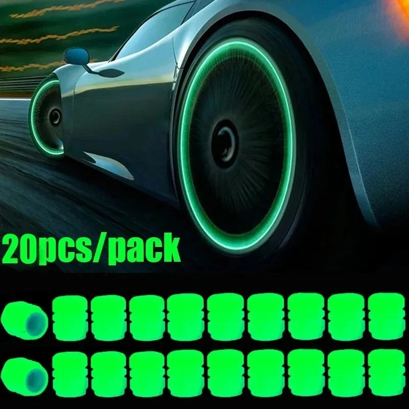 Luminous Valve Caps Fluorescent Night Glowing Car Motorcycle Bicycle Bike Wheel Tyre Hub Luminous Valve Stem Caps Decors