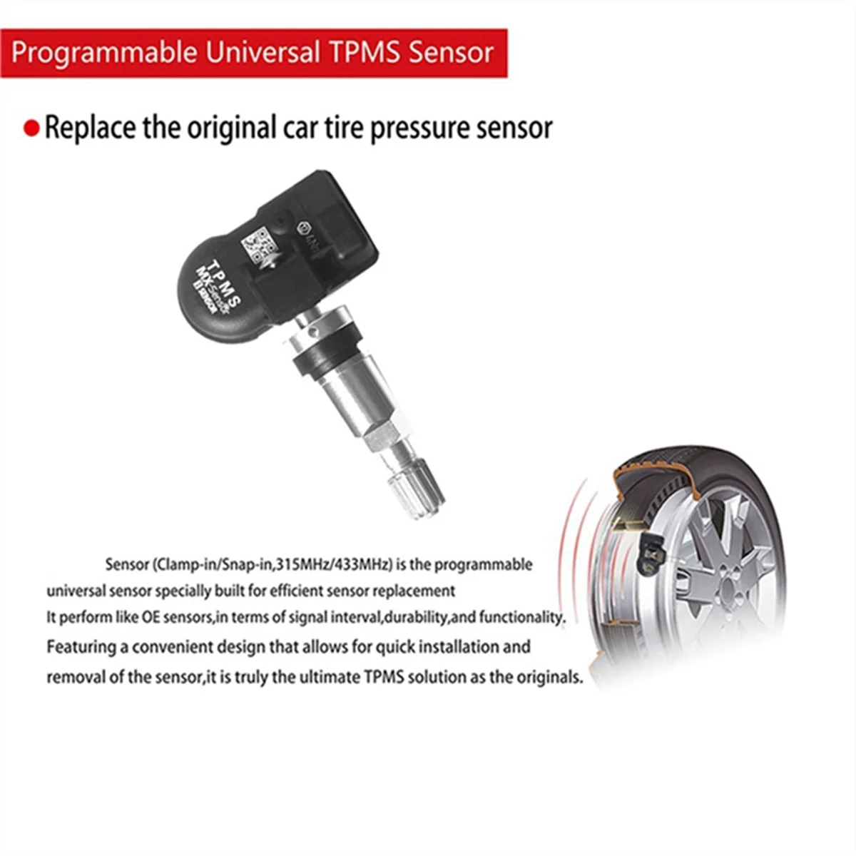 8Pcs Programmable TPMS MX Sensor 315MHZ+433MHz 2-In-1 Tire Pressure Sensor Monitor for Autel Tool TS408 TS508 ITS600 -T42C