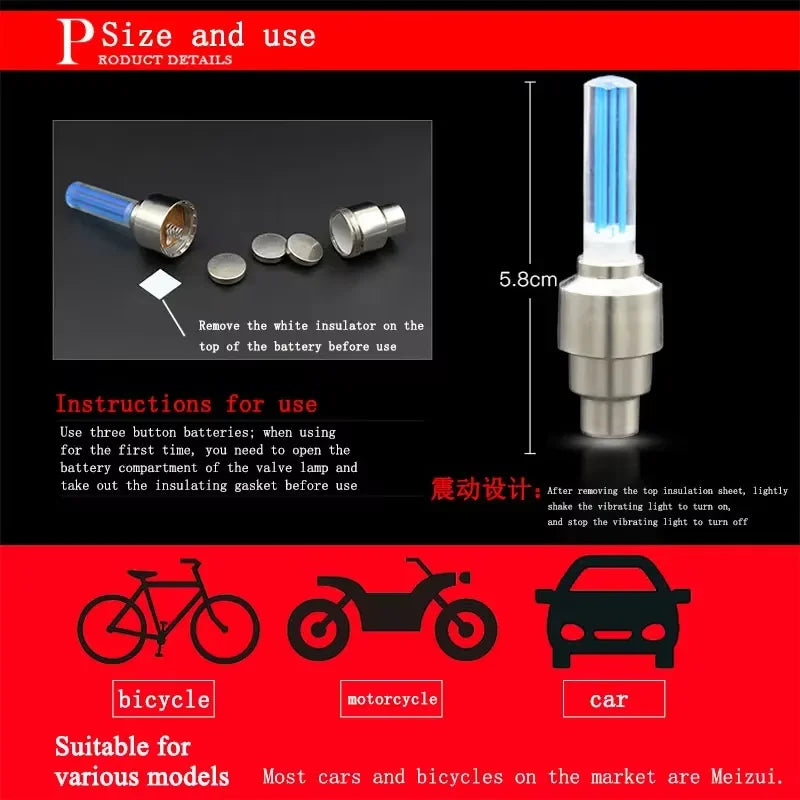 LED Tire Valve Caps – Motion Activated Wheel Lights (Set of2)
