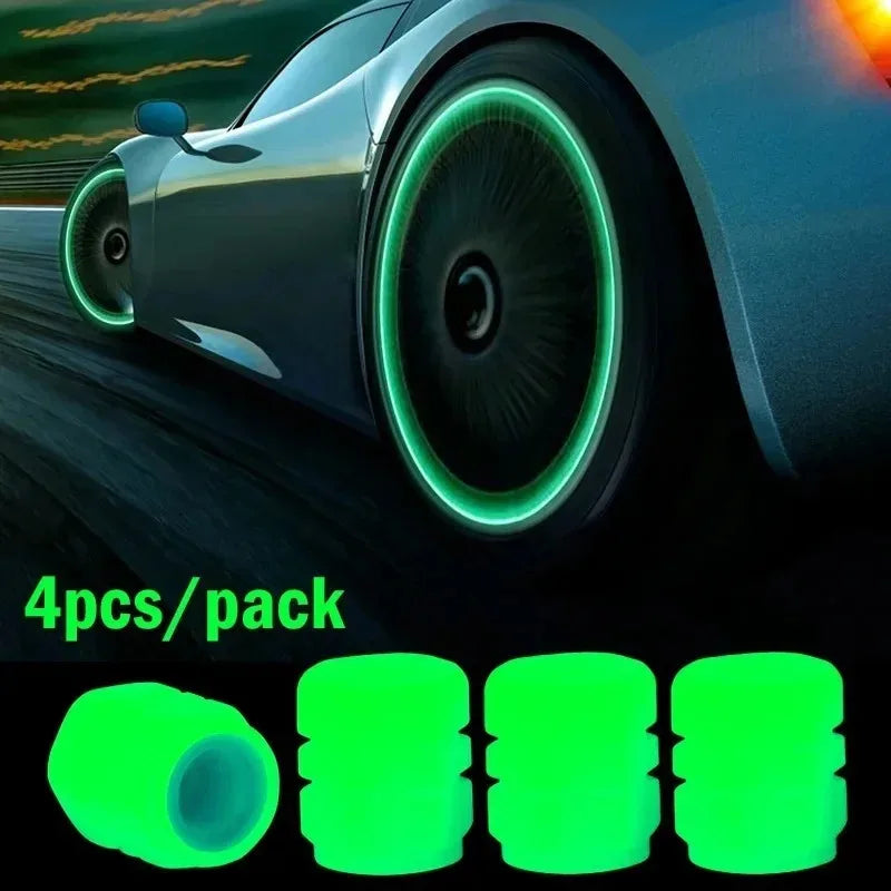 Luminous Valve Caps Fluorescent Night Glowing Car Motorcycle Bicycle Bike Wheel Tyre Hub Luminous Valve Stem Caps Decors
