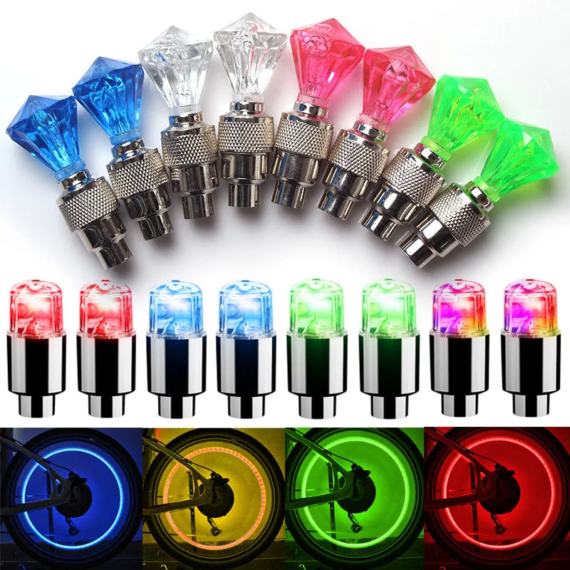 Bicycle LED Tire Valve Lights (2 PCS) – Waterproof Motion Activated Wheel Lights