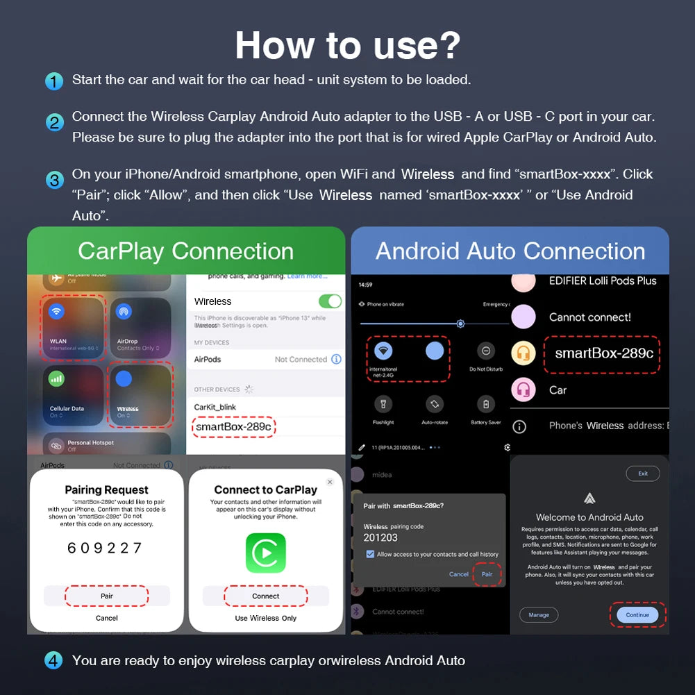 Wireless CarPlay & Android Auto Adapter – Convert Wired to Wireless Instantly