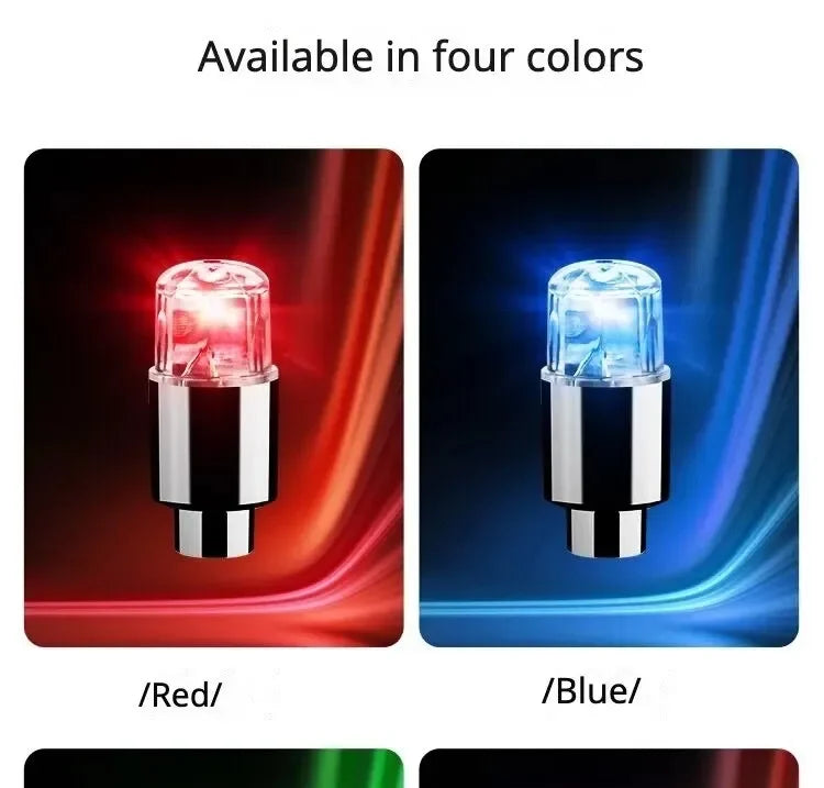 4 Tire Valve Cap Lights Colorful LED Wheel Light For Car Air Valve Caps Neon Light For Motorcycles Bicycles Auto Exterior