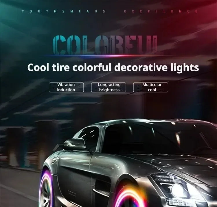 4 Tire Valve Cap Lights Colorful LED Wheel Light For Car Air Valve Caps Neon Light For Motorcycles Bicycles Auto Exterior