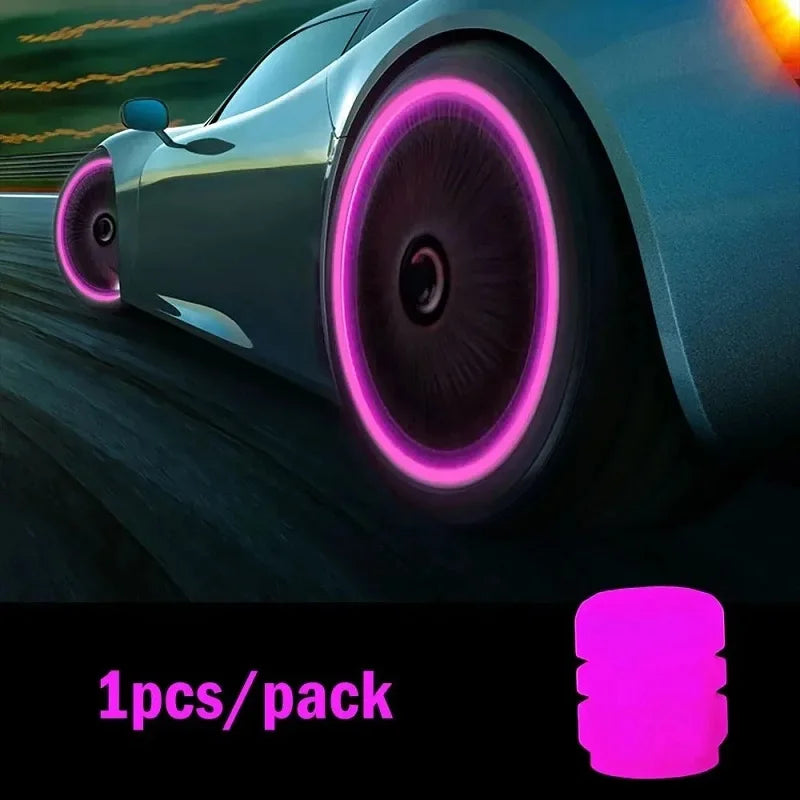 Luminous Valve Caps Fluorescent Night Glowing Car Motorcycle Bicycle Bike Wheel Tyre Hub Luminous Valve Stem Caps Decors