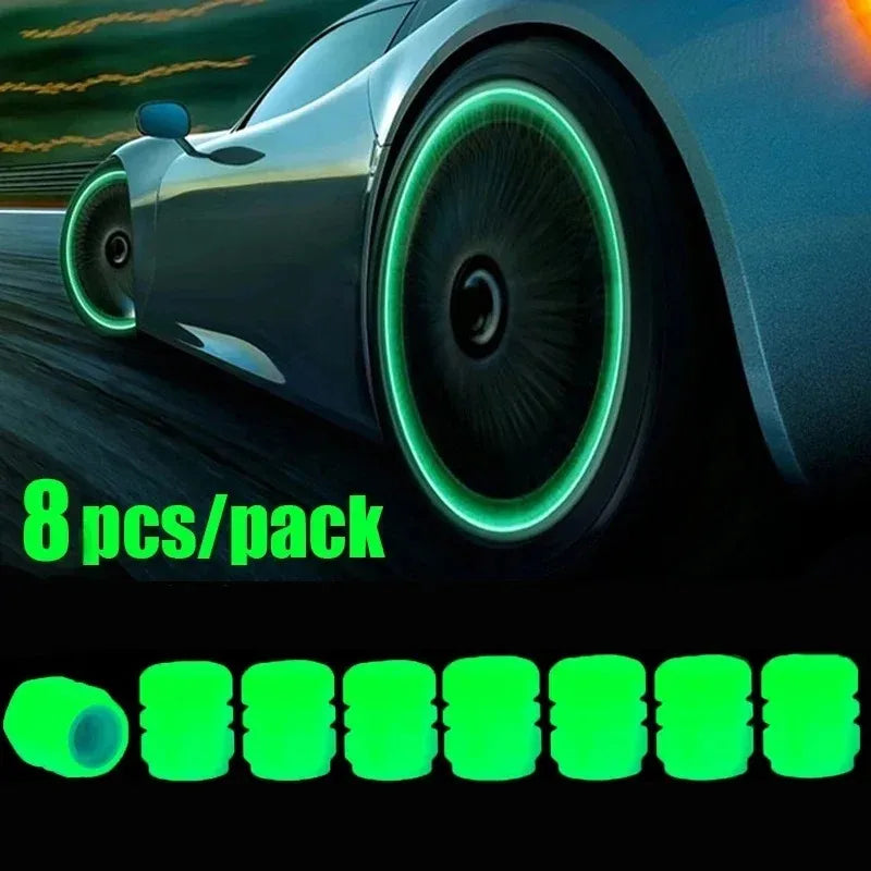 Luminous Valve Caps Fluorescent Night Glowing Car Motorcycle Bicycle Bike Wheel Tyre Hub Luminous Valve Stem Caps Decors