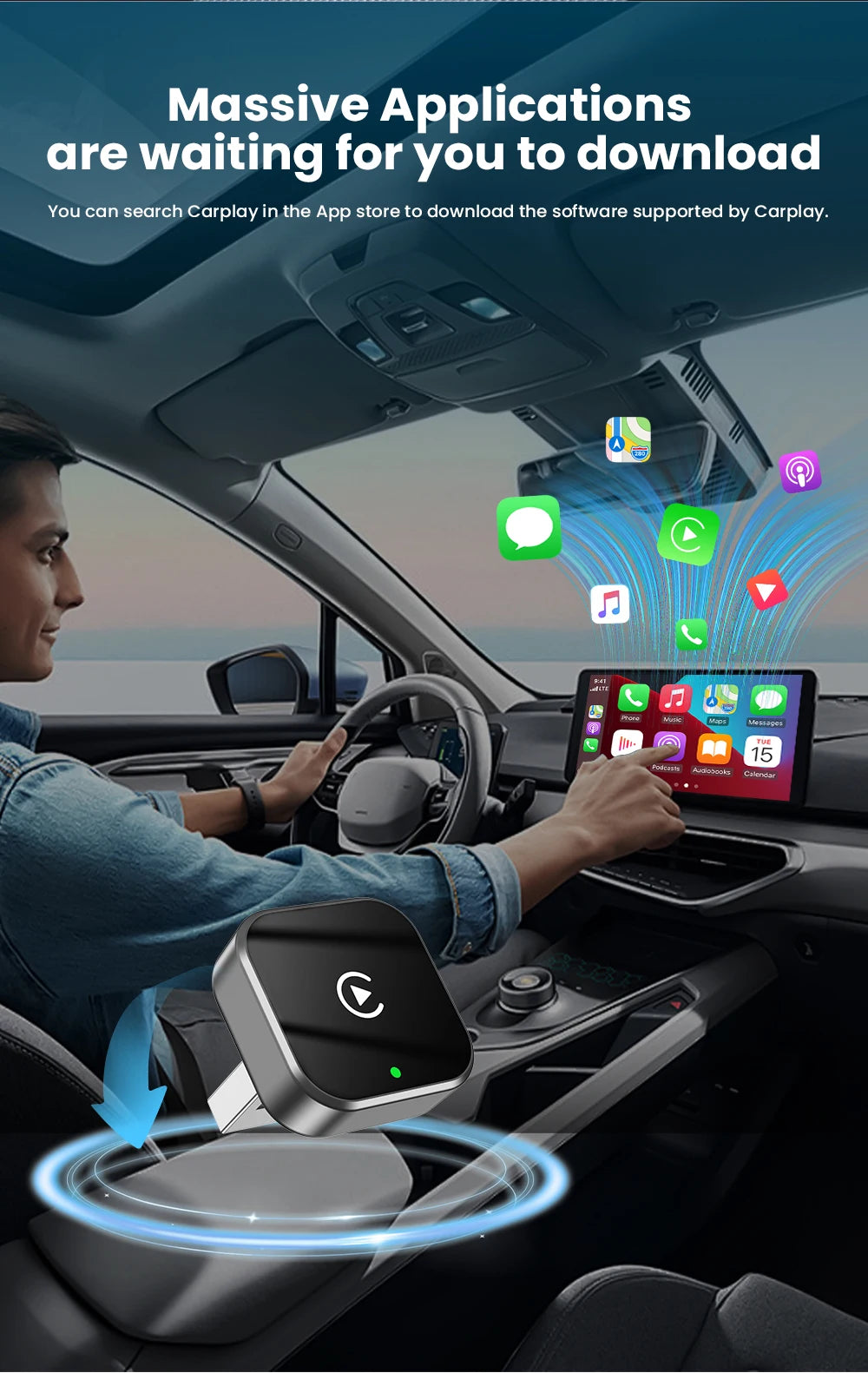 Wireless CarPlay & Android Auto Adapter – Convert Wired to Wireless Instantly