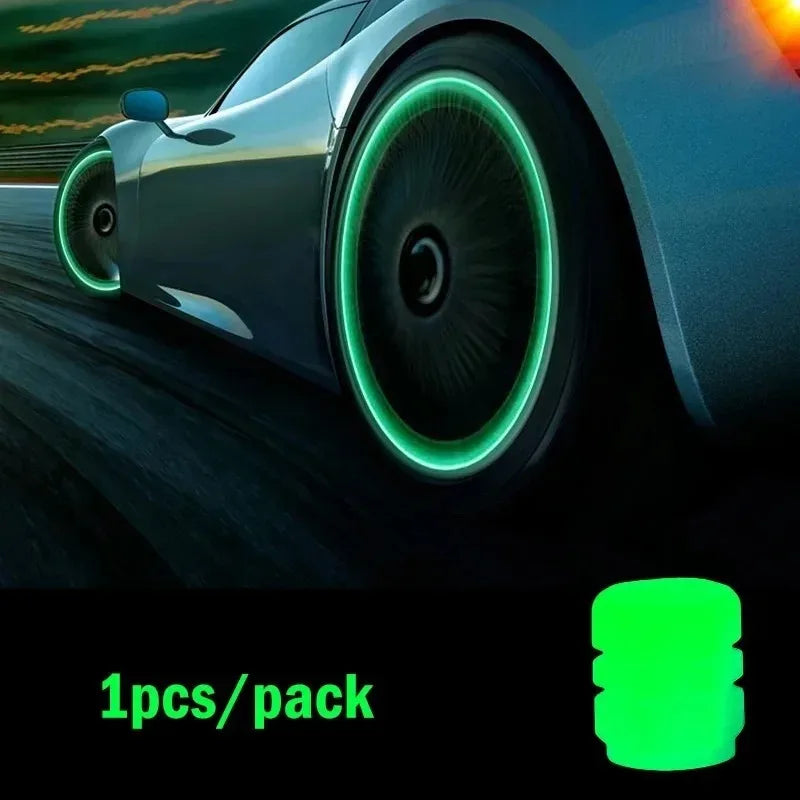 Luminous Valve Caps Fluorescent Night Glowing Car Motorcycle Bicycle Bike Wheel Tyre Hub Luminous Valve Stem Caps Decors