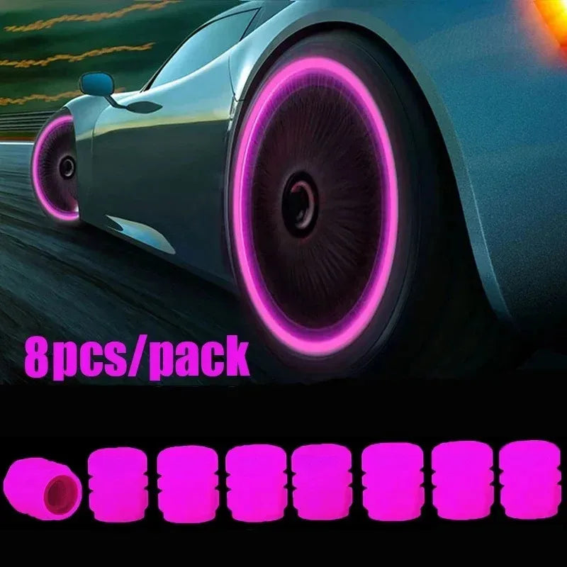 Luminous Valve Caps Fluorescent Night Glowing Car Motorcycle Bicycle Bike Wheel Tyre Hub Luminous Valve Stem Caps Decors
