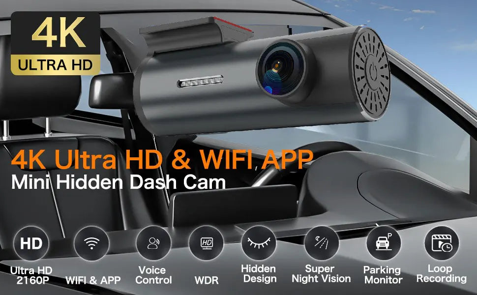 Dash Cam 4K WiFi GPS Dash Camera for Cars Mini Front Car DVR 24H Parking Mode G-Sensor Car Driving Video Recorder Loop Recording