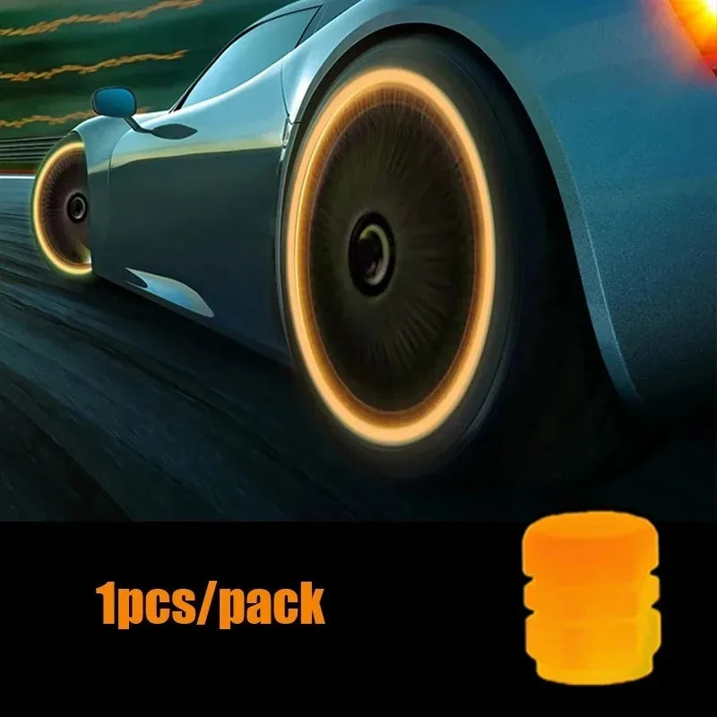 Luminous Valve Caps Fluorescent Night Glowing Car Motorcycle Bicycle Bike Wheel Tyre Hub Luminous Valve Stem Caps Decors