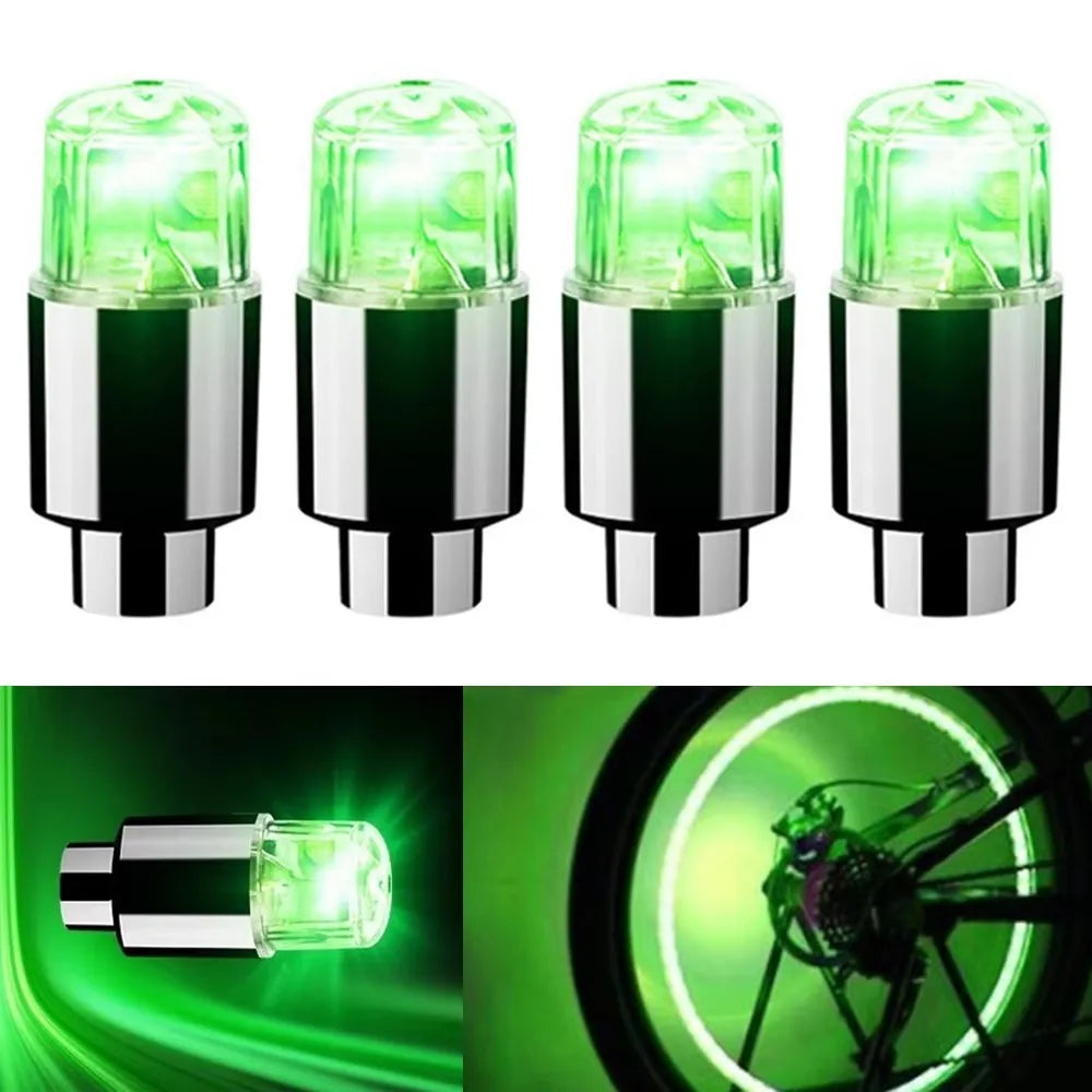 4 Tire Valve Cap Lights Colorful LED Wheel Light For Car Air Valve Caps Neon Light For Motorcycles Bicycles Auto Exterior