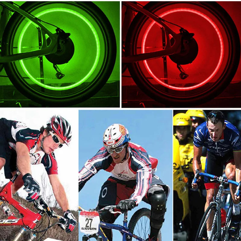 Bicycle LED Tire Valve Lights (2 PCS) – Waterproof Motion Activated Wheel Lights