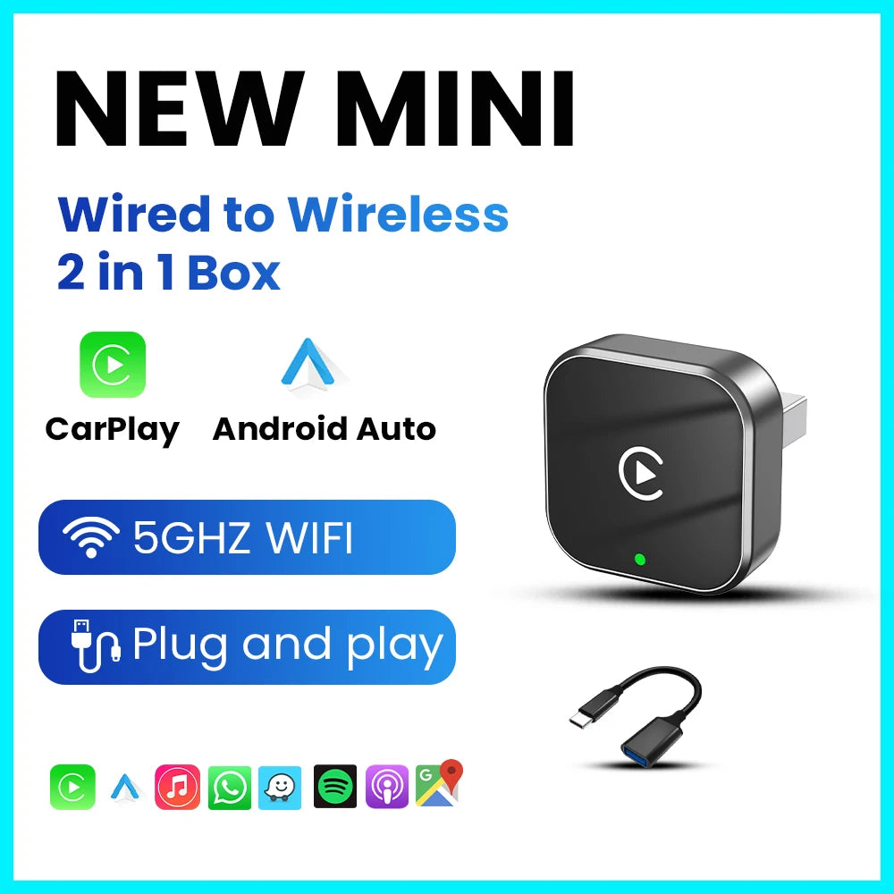 Wireless CarPlay & Android Auto Adapter – Convert Wired to Wireless Instantly