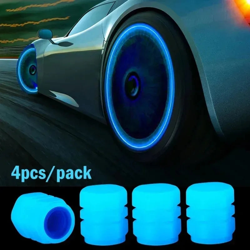 Luminous Valve Caps Fluorescent Night Glowing Car Motorcycle Bicycle Bike Wheel Tyre Hub Luminous Valve Stem Caps Decors