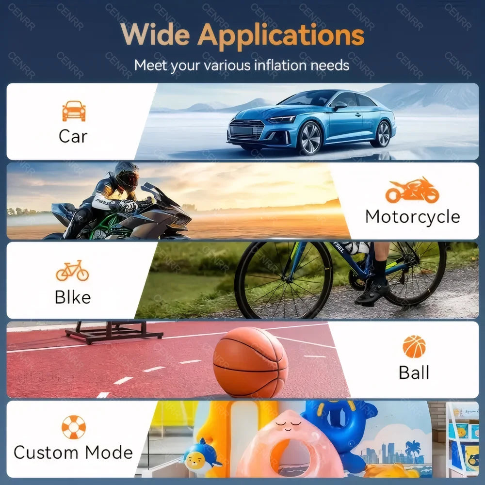 Car Portable Air Pump Electric Tire Inflator Wireless Air Compressor with LCD Digital Display for Car Bicycle Motorcycle Ball