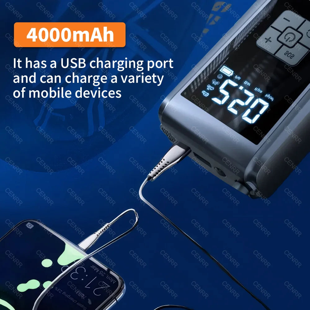 Car Portable Air Pump Electric Tire Inflator Wireless Air Compressor with LCD Digital Display for Car Bicycle Motorcycle Ball