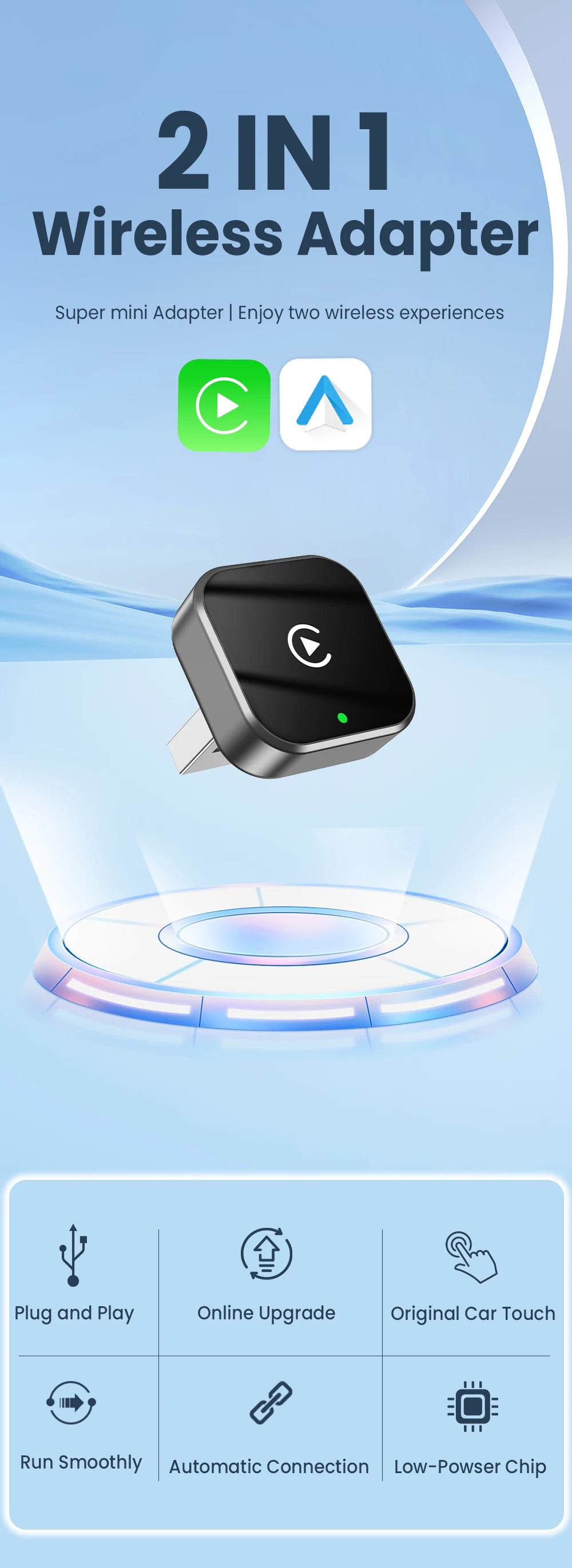 Wireless CarPlay & Android Auto Adapter – Convert Wired to Wireless Instantly