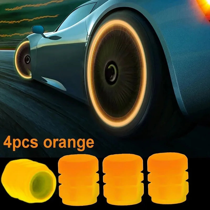 Luminous Valve Caps Fluorescent Night Glowing Car Motorcycle Bicycle Bike Wheel Tyre Hub Luminous Valve Stem Caps Decors