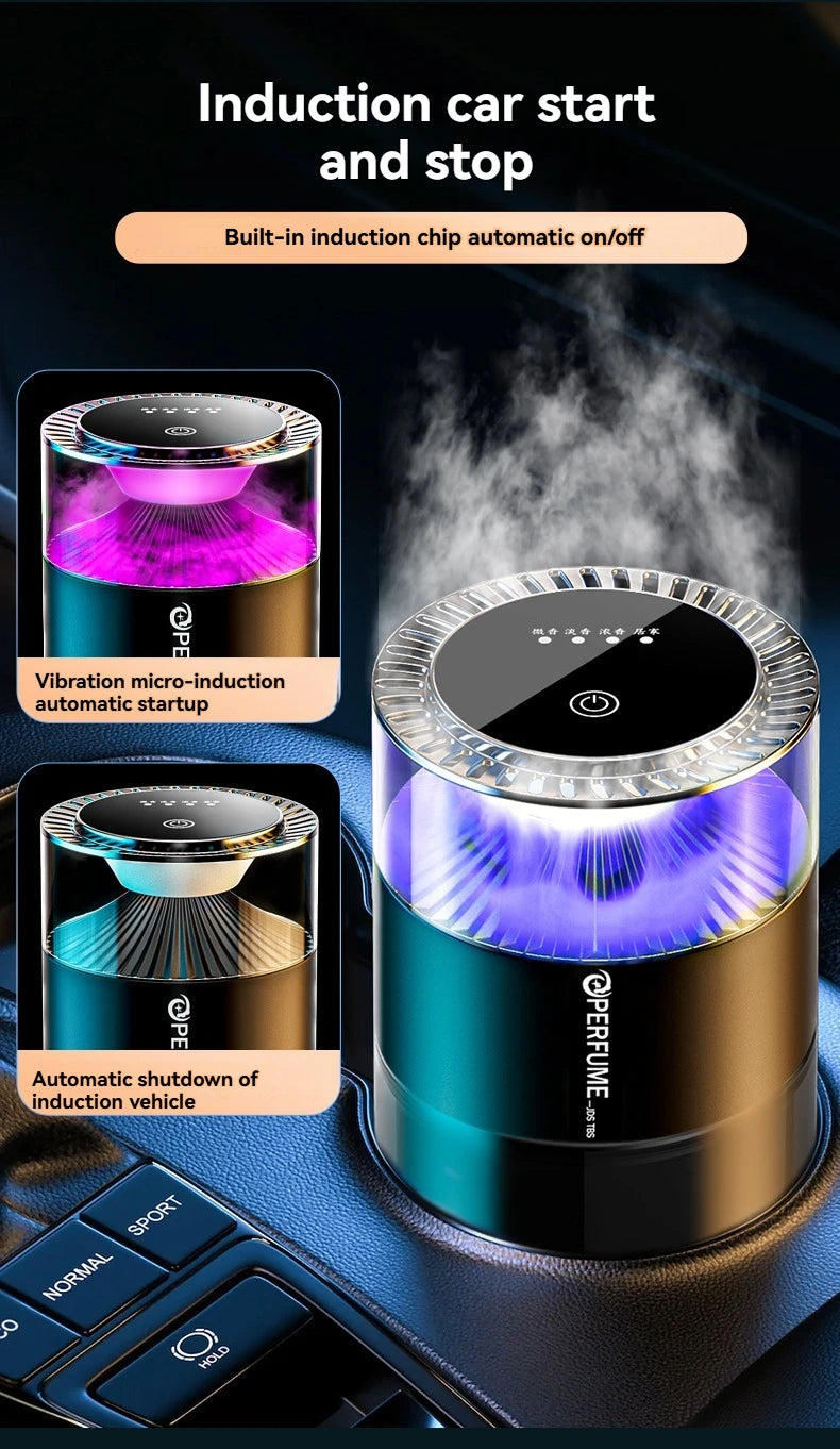 New Smart Car Air Freshener Rechargeable Car Aroma Diffuser Cloud Mist with Sound Pickup Lamp RGB Light for Automotive Interior