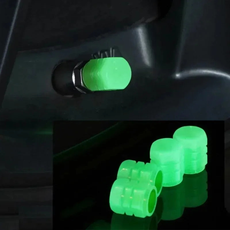 Luminous Valve Caps Fluorescent Night Glowing Car Motorcycle Bicycle Bike Wheel Tyre Hub Luminous Valve Stem Caps Decors