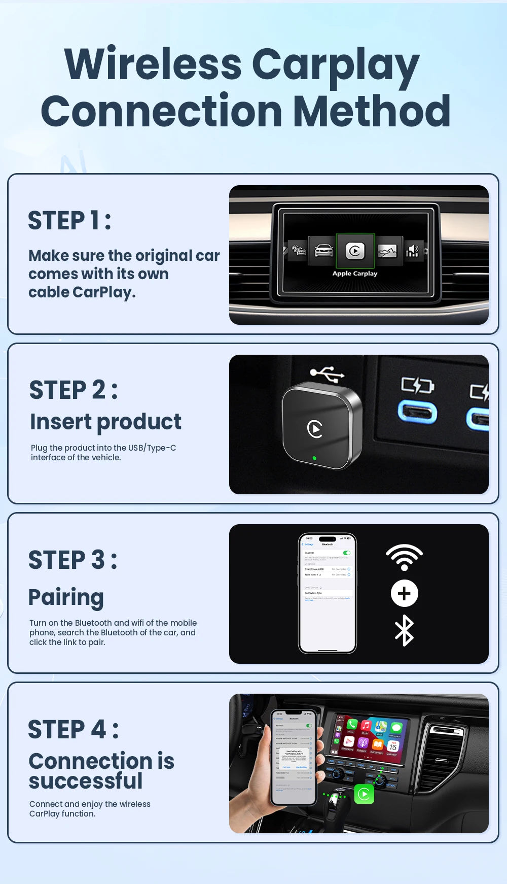 Wireless CarPlay & Android Auto Adapter – Convert Wired to Wireless Instantly