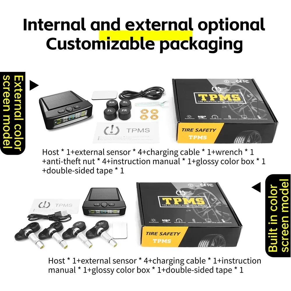 Smart TPMS TIre Pressure Monitoring System with Digital Display & 4 Wireless Sensors