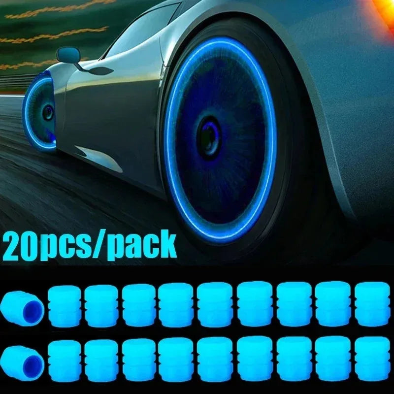 Luminous Valve Caps Fluorescent Night Glowing Car Motorcycle Bicycle Bike Wheel Tyre Hub Luminous Valve Stem Caps Decors