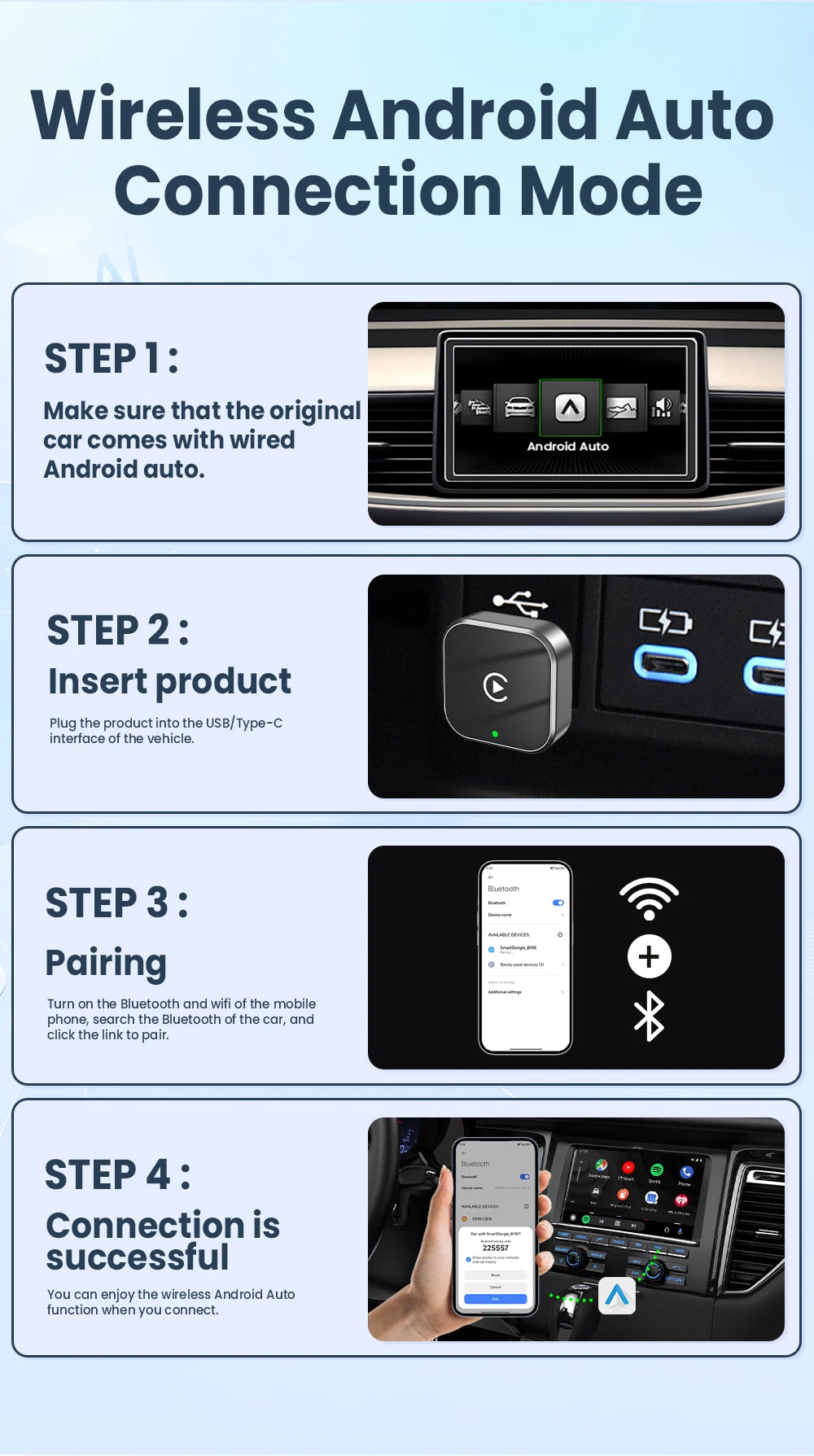 Wireless CarPlay & Android Auto Adapter – Convert Wired to Wireless Instantly