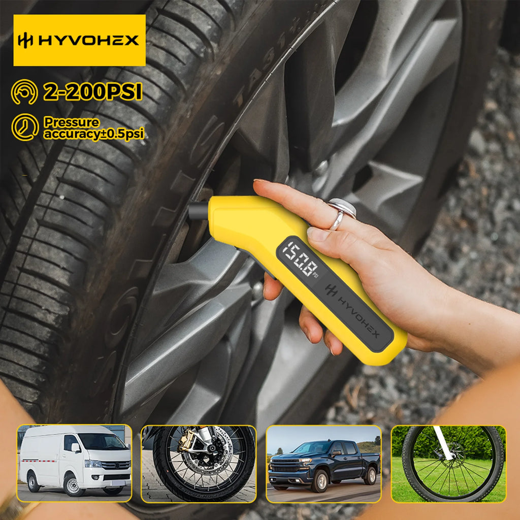 T200 Digital Tire Pressure Gauge 200 PSI with Visual LED Display