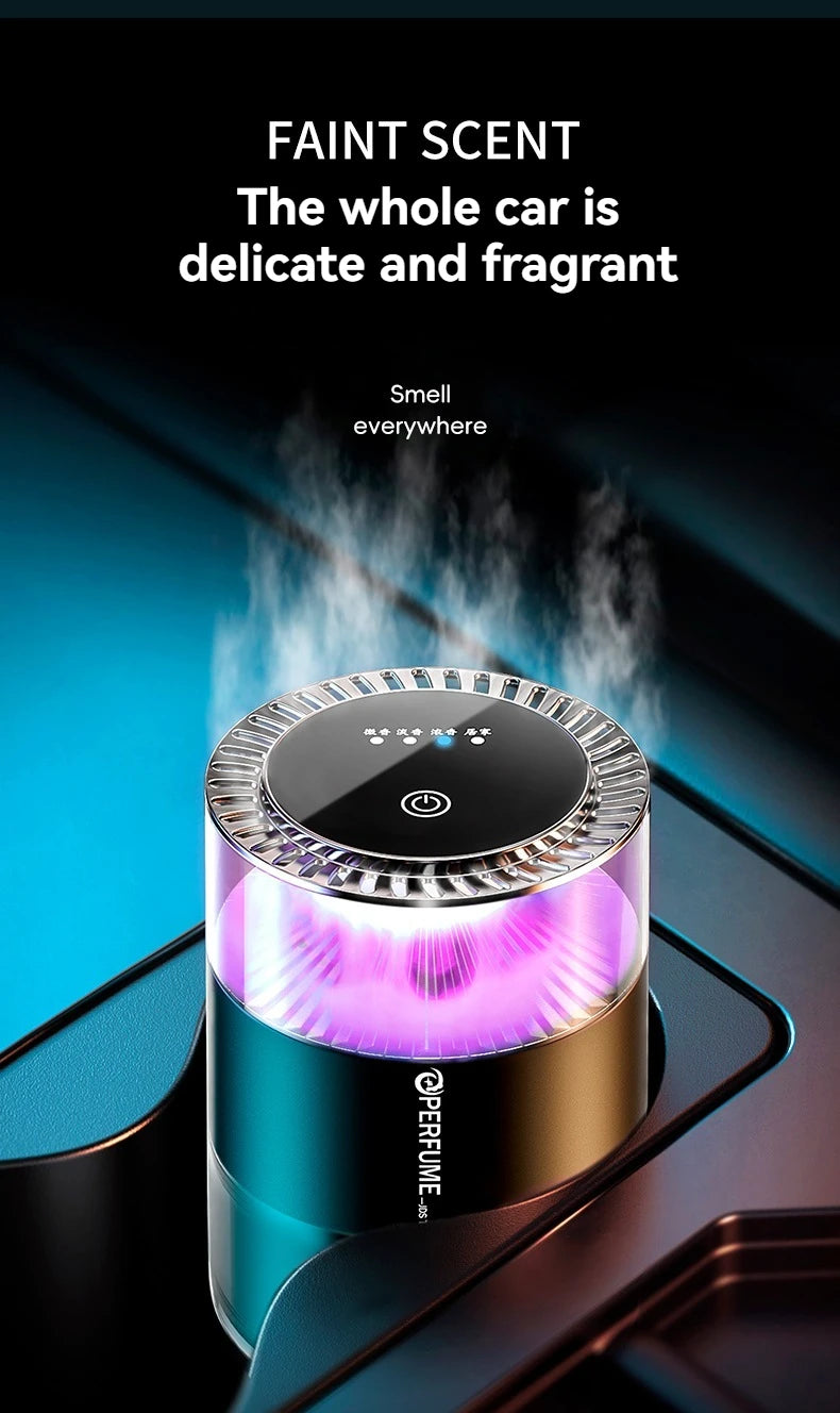 New Smart Car Air Freshener Rechargeable Car Aroma Diffuser Cloud Mist with Sound Pickup Lamp RGB Light for Automotive Interior