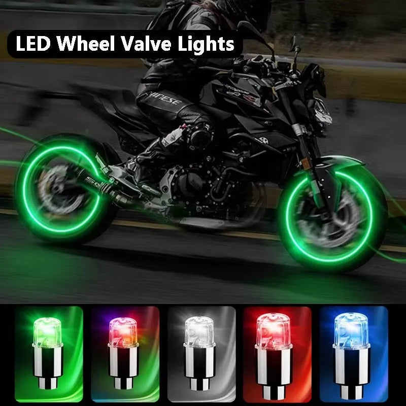 4 Tire Valve Cap Lights Colorful LED Wheel Light For Car Air Valve Caps Neon Light For Motorcycles Bicycles Auto Exterior