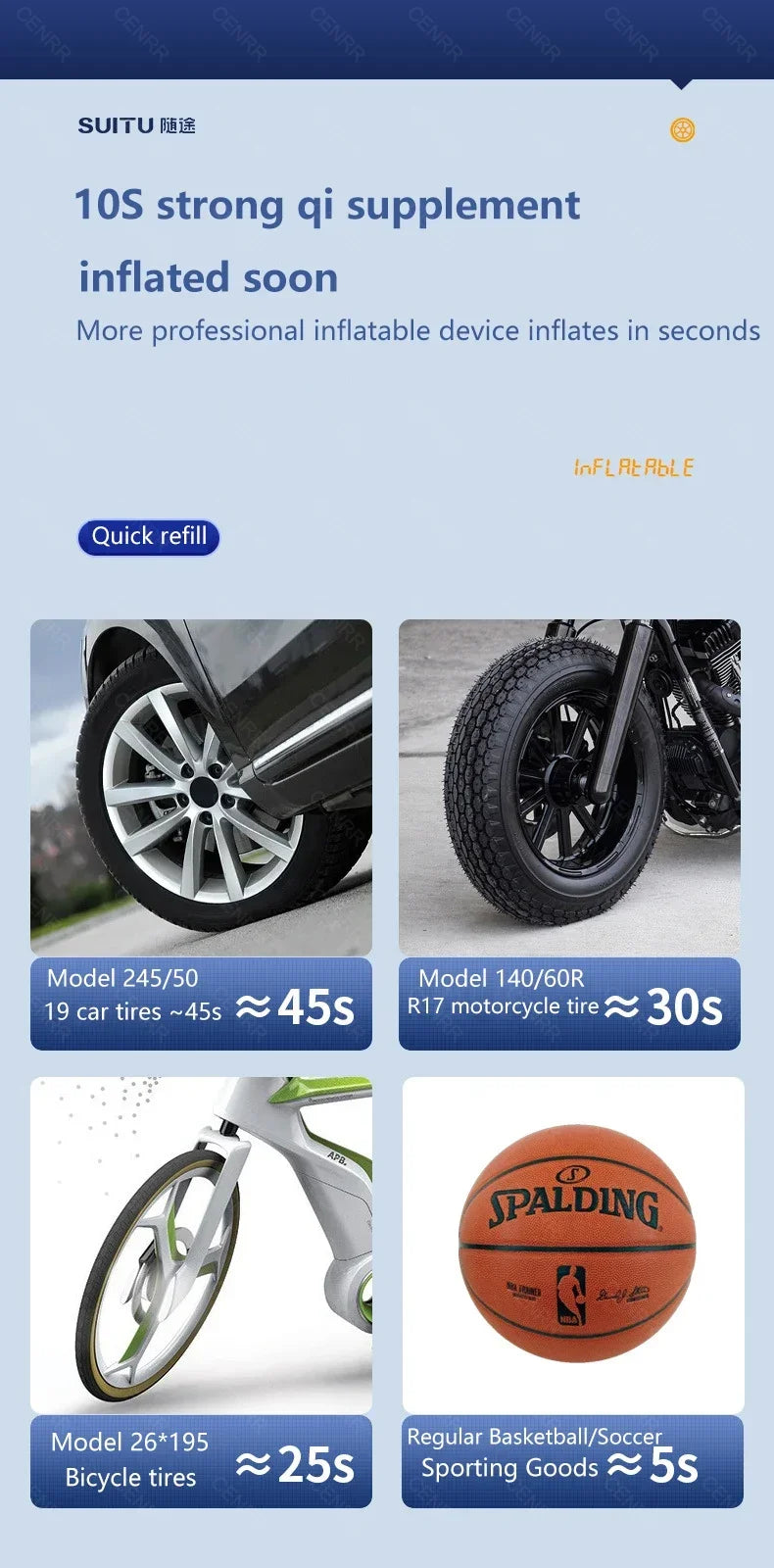 Car Portable Air Pump Electric Tire Inflator Wireless Air Compressor with LCD Digital Display for Car Bicycle Motorcycle Ball
