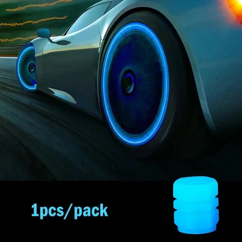 Luminous Valve Caps Fluorescent Night Glowing Car Motorcycle Bicycle Bike Wheel Tyre Hub Luminous Valve Stem Caps Decors