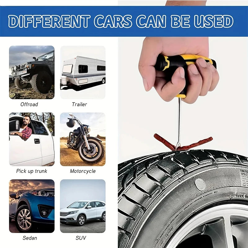 Advanced Emergency Tire Repair Kit – Tubeless Puncture Repair Tools for Cars
