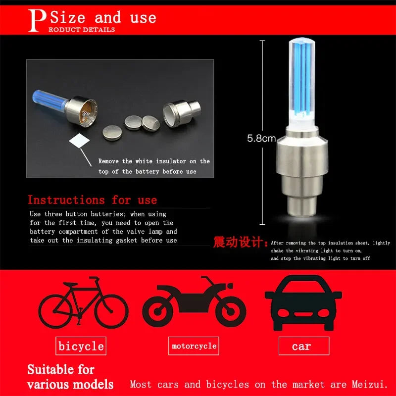 LED Tire Valve Caps – Motion Activated Wheel Lights (Set of2)