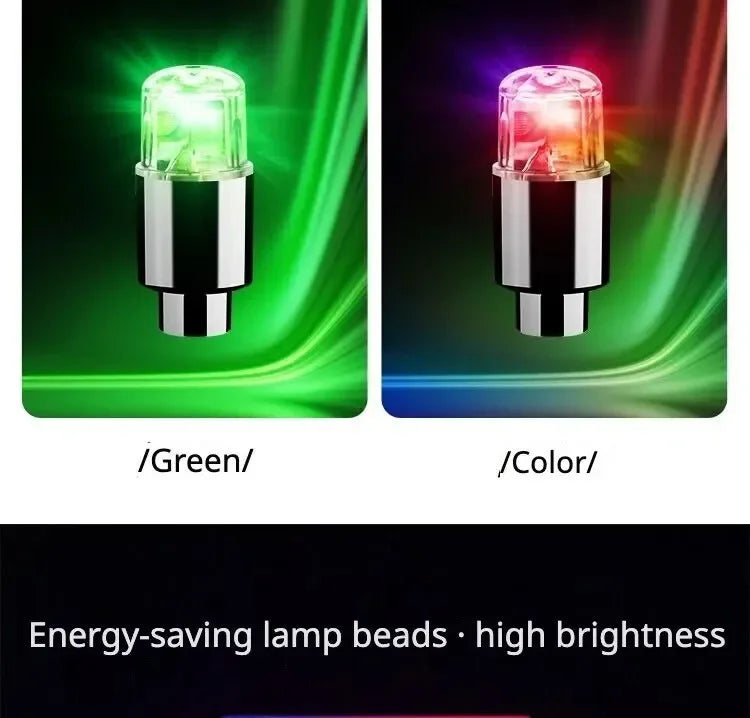 4 Tire Valve Cap Lights Colorful LED Wheel Light For Car Air Valve Caps Neon Light For Motorcycles Bicycles Auto Exterior