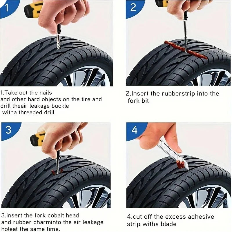 Advanced Emergency Tire Repair Kit – Tubeless Puncture Repair Tools for Cars