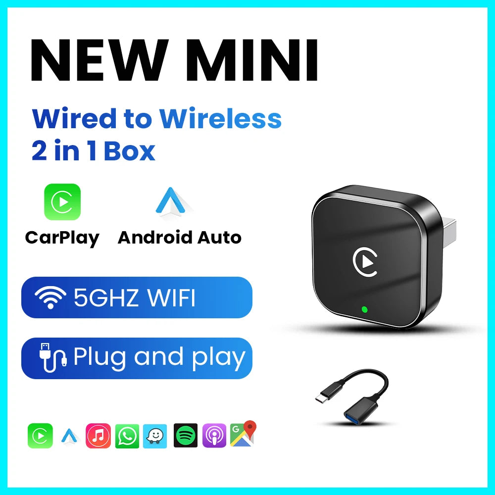 Wireless CarPlay & Android Auto Adapter – Convert Wired to Wireless Instantly